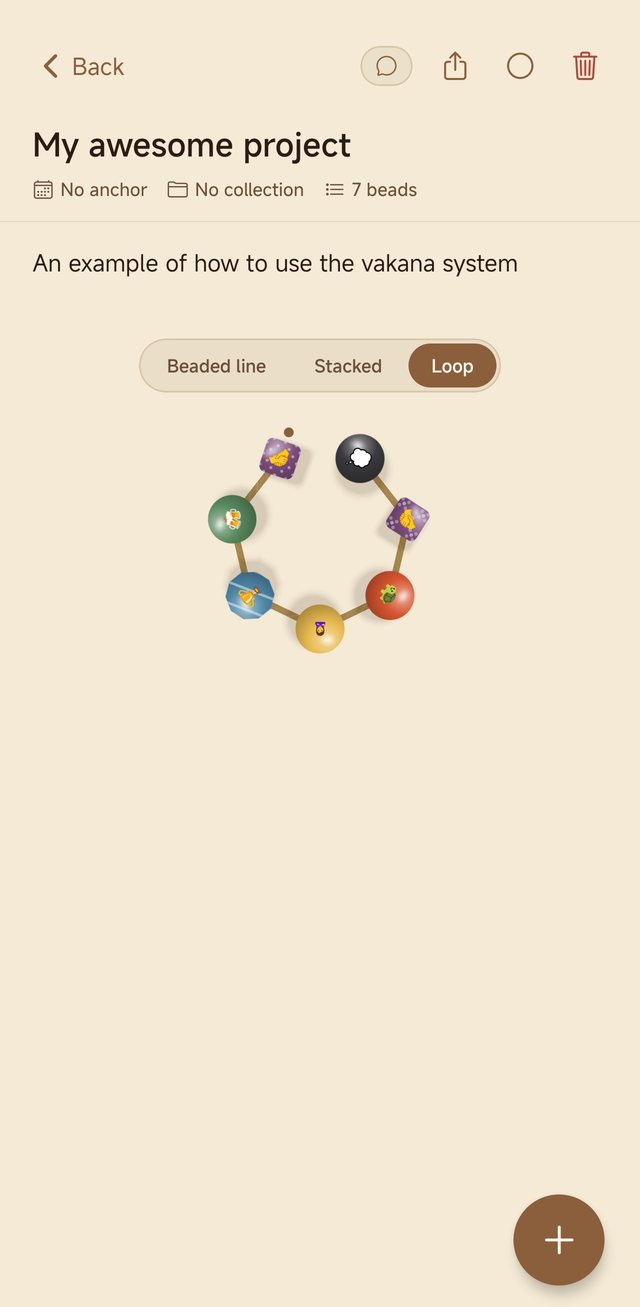 A closed thread laid out as a loop, beads set around a ring